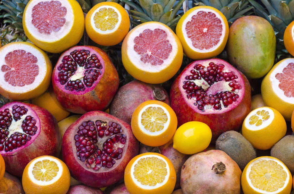 natural aphrodisiac selection of pomegranate and pink grapefruits