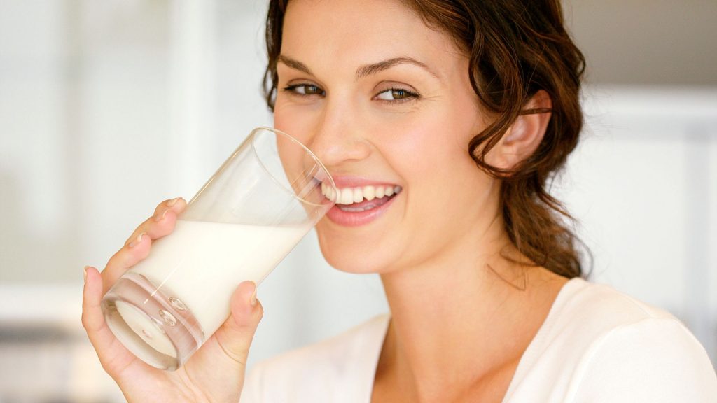 Woman drinking milk