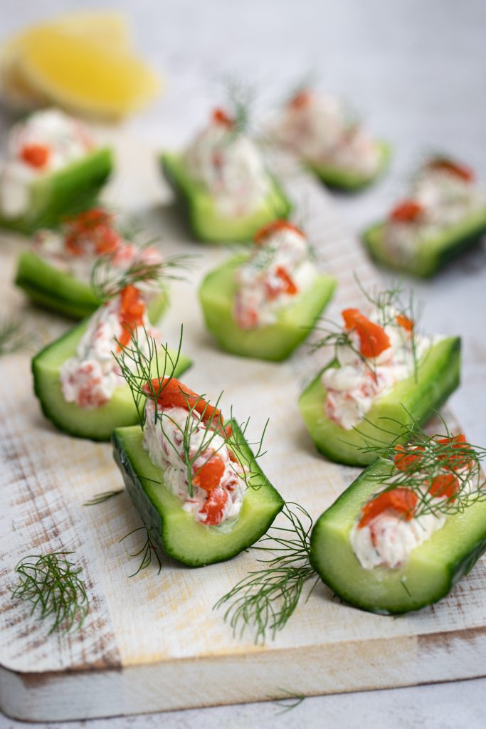 Cucumber, Cream Cheese & Smoked Salmon Boats