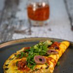 Harissa, Feta Olive Omelette