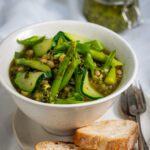 Vegetarian White Bean Cassoulet with Middle Eastern kale Pesto