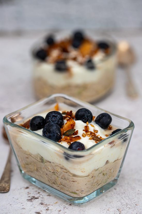 Apple Crumble-Inspired Overnight Oats with Berries & Yoghurt