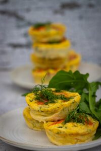 Mini Frittatas with Smoked Trout, Avocado & Cottage Cheese